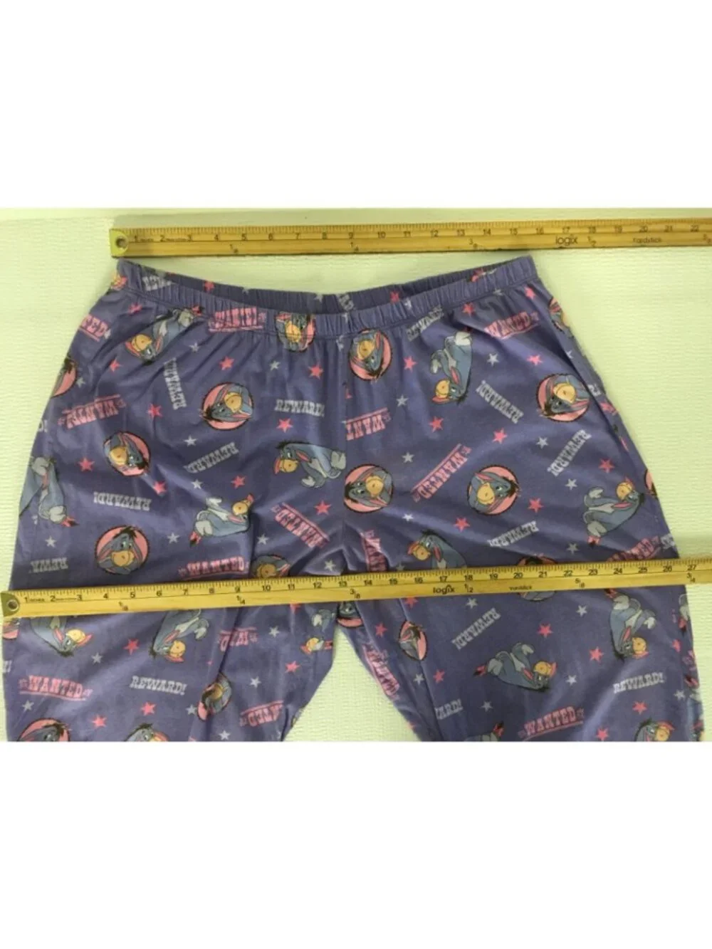 Disney Capri PJ Bottoms Size XL Purple with Eeyore Wanted Reward Elastic Waist - Picture 9 of 13